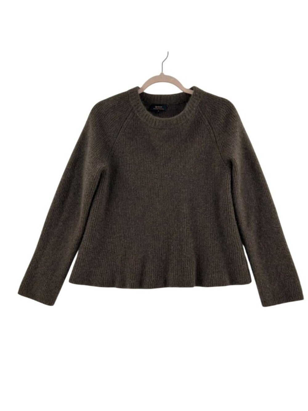 Quince 100% Mongolian Cashmere Sweater Women’s Large Brown Fisherman Crewneck